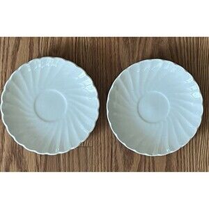 Myott Meakin Staffordshire England Olde Chelsea White Swirl Saucer‎ Plates Set 2